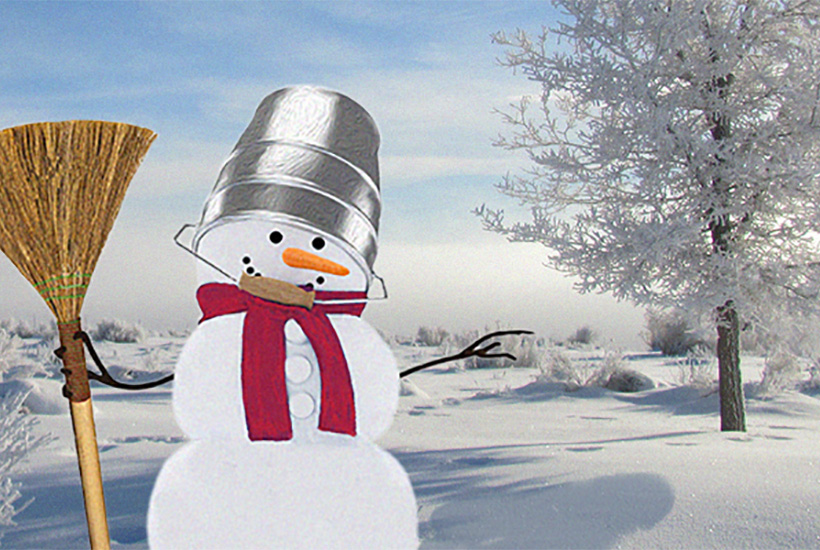 snowman with broom